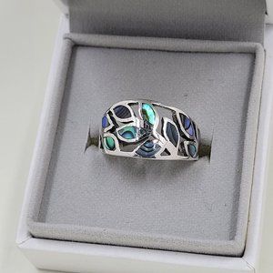 Sterling Silver Abalone Tidal Leaf Ring